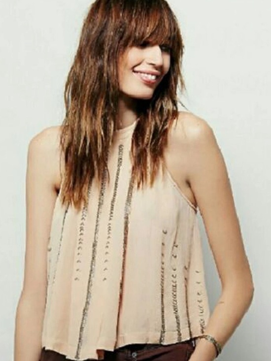 Free People Tops - Free People shimmer and shine beaded blouse size small